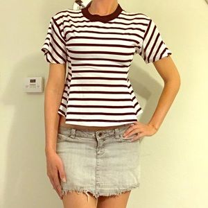 New Urban Outfitters striped lace-up back tee